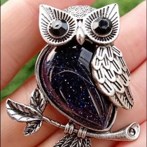 Blue Sand Stone Owl Healing Pendant